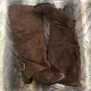 Brown suede boots